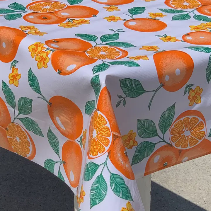 Oranges White Oilcloth