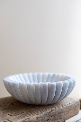 Marble Fluted Scalloped Bowl