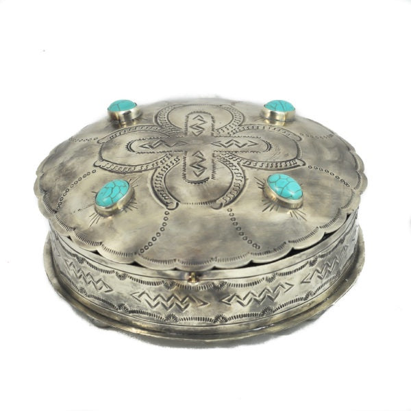 Round Box with Turquoise