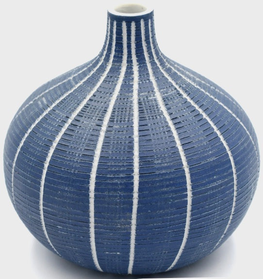 Congo Blue Striped Tiny L-Art Bud C-Vase