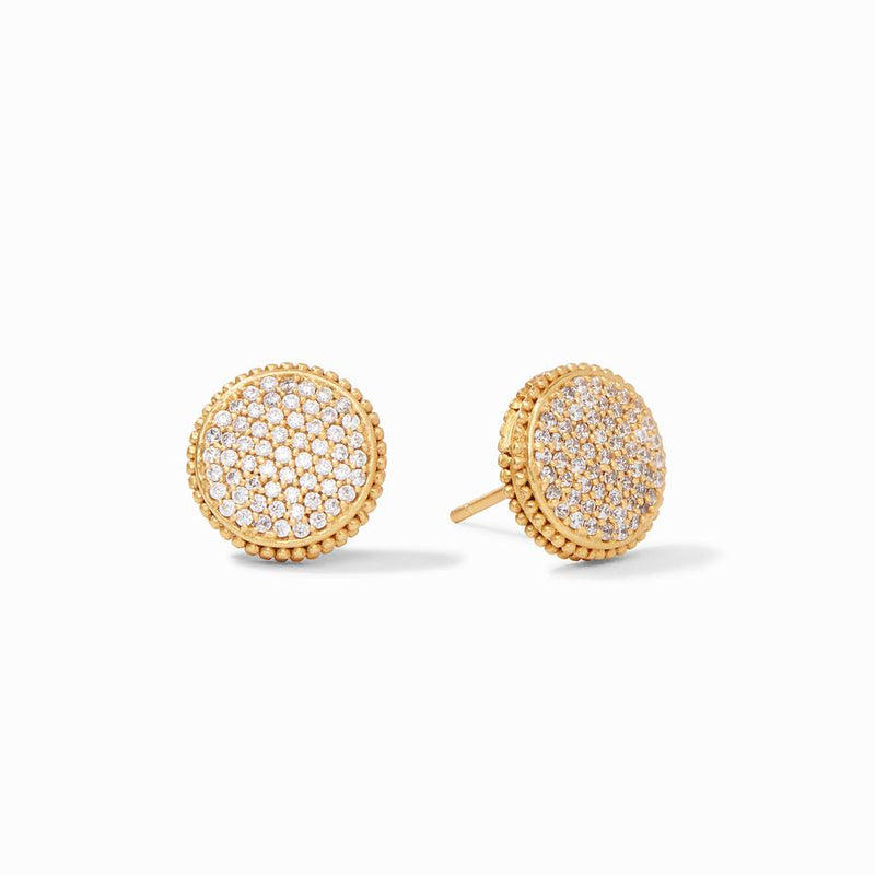 Fleur-de-Lis Gold Pave Stud Earring