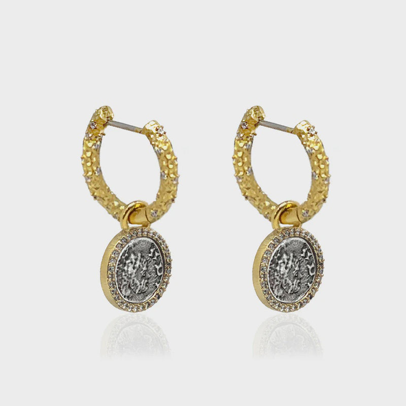 Gold Crystal Huggies Earrings