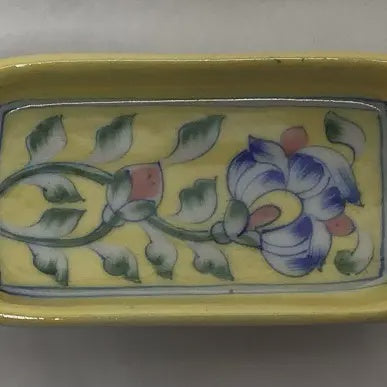 Flower Yellow Pottery Soap Dish