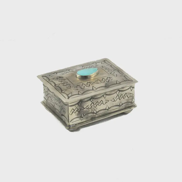 Small Stamped Box with Turquoise #1