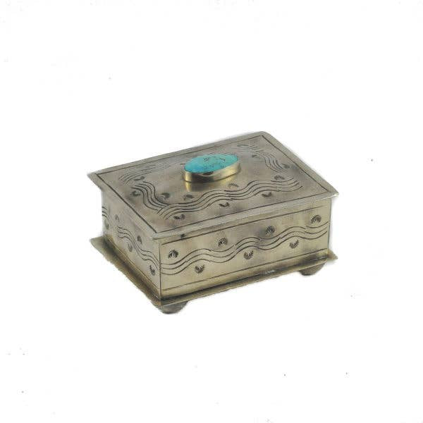 Small Stamped Box with Turquoise #2