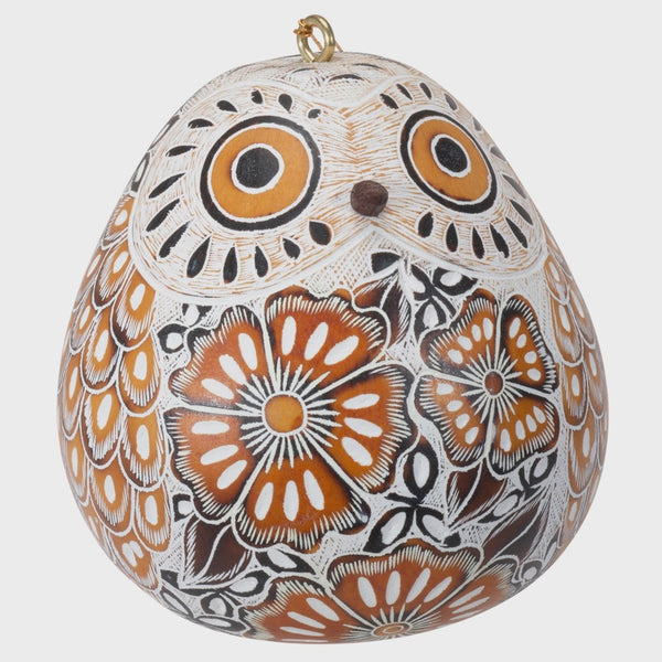 Snowy Owl Gourd Ornament