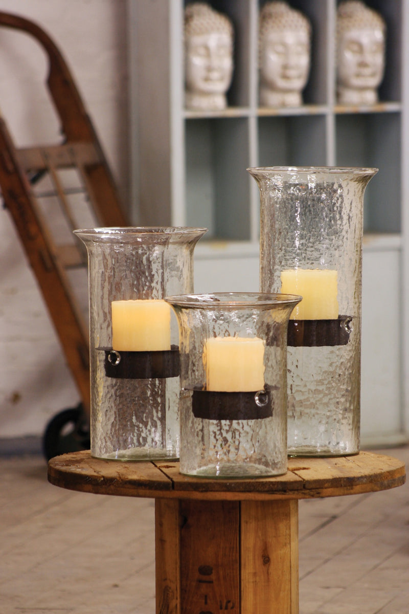 Large Glass Cylinder with Rustic Insert